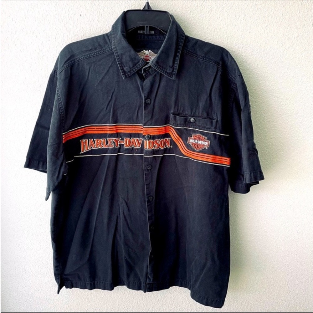 Harley-Davidson Black Shirt with Orange Accents